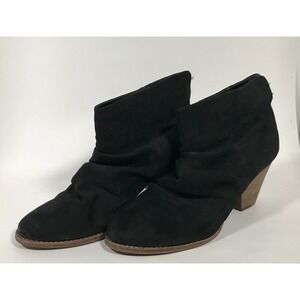 Diba Womens 9.5M Black Ankle Booties‎ Slip On Stacked Heel Casual Boots 5937701